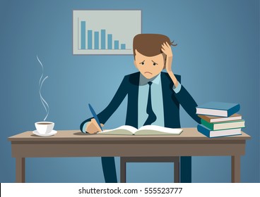 Office man working in the office. Vector illustration. .eps10