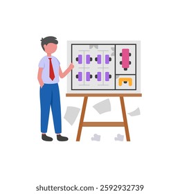 Office Management cartoon character vector illustration