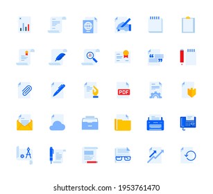 Office and management document icons set for personal and business use. Vector illustration icons for graphic and web design, app development, management, marketing material and business presentation.