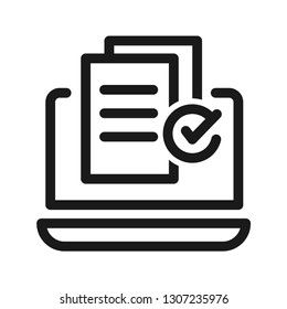 Office management icon. Concept of technology job. Stroke outline style. Line vector. Isolate on white background.