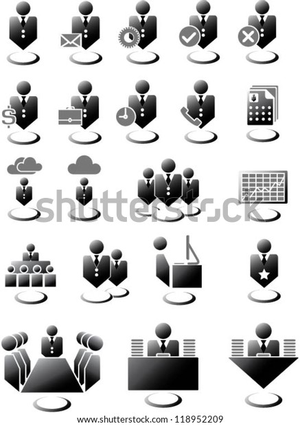 Office Management Icons Set Stock Vector Royalty Free 118952209