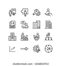 Office management line icon set. Entrepreneur, workplace, occupation. Development concept. Can be used for topics like business, marketing, career