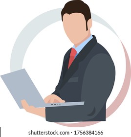 Büroleiter Avatar-Männer mit Notebook