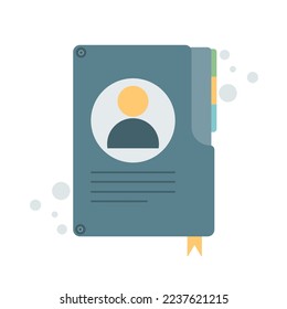 Administrador de Office, bloc de notas cerrado. Escuela, ilustración de negocios.