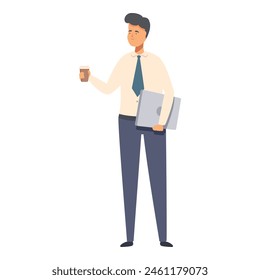 Office manager coffee break icon cartoon vector. Workaholic working. Task paper