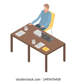 Office manager desktop icon. Isometric of office manager desktop vector icon for web design isolated on white background