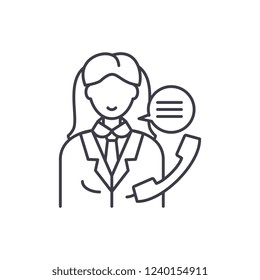 Office manager line icon concept. Office manager vector linear illustration, symbol, sign