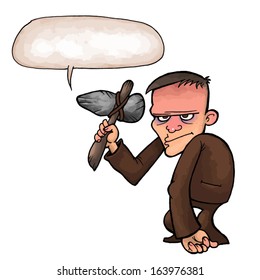 office manager look like a primitive man. vector drawing of a series of comic characters.