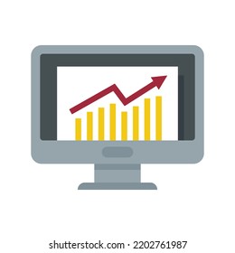 Office manager monitor graph icon. Flat illustration of office manager monitor graph vector icon isolated on white background