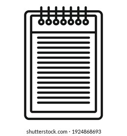 Office manager notepad icon. Outline office manager notepad vector icon for web design isolated on white background
