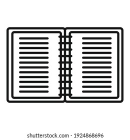 Office manager open notebook icon. Outline office manager open notebook vector icon for web design isolated on white background