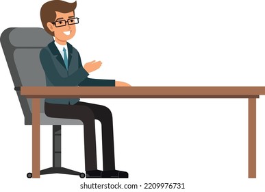 Office manager sit at table. Businessman meeting. Corporate employee