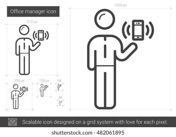 Office manager vector line icon isolated on white background. Office manager line icon for infographic, website or app. Scalable icon designed on a grid system.