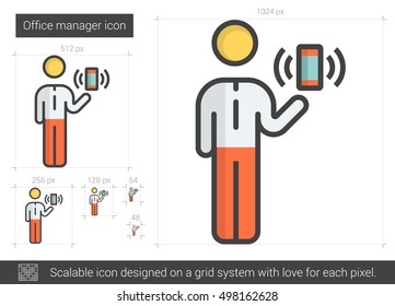 Office manager vector line icon isolated on white background. Office manager line icon for infographic, website or app. Scalable icon designed on a grid system.