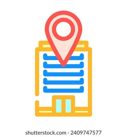 Farbsymbol für den Standort der Bürokarte, Vektorgrafik. Ortszeichen der Bürokarte. einzelne Symbolillustration