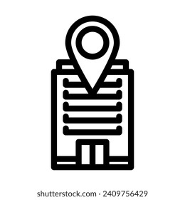 vector de icono de línea de ubicación de asignación de oficina. signo de ubicación de mapa de oficina. símbolo de contorno aislado ilustración negra
