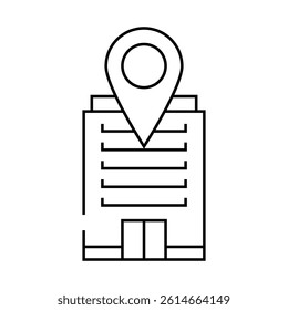 office map location line icon vector. office map location sign. isolated contour symbol black illustration