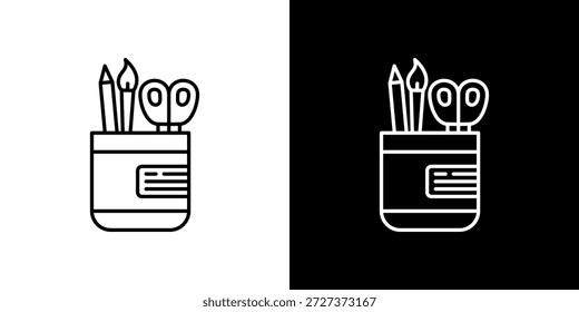 Icono de material de oficina contorno en blanco y negro.