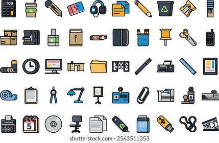 Office material icons High-Quality Vector Icons Collection with Editable Stroke. Ideal for Professional and Creative Projects.