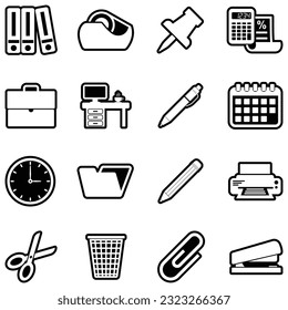 Office Material Icons. Line With Fill Design. Vector Illustration.