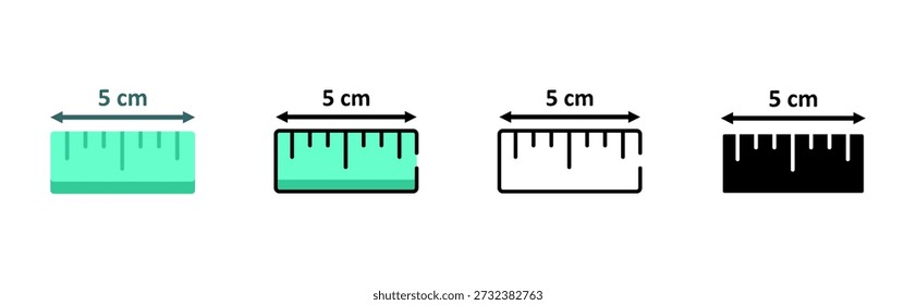 Office measuring equipment icon pack. Scale and dimension illustration set