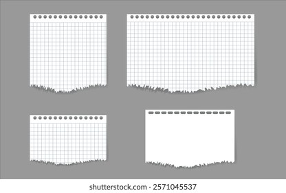 Office and memo papers featuring torn sheets. Ideal for background illustrations, notes, or stationery designs.