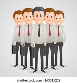 Office men with suitcases. Vector illustration