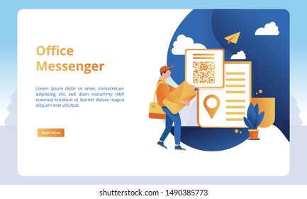 Office messenger illustration for business landing page templates