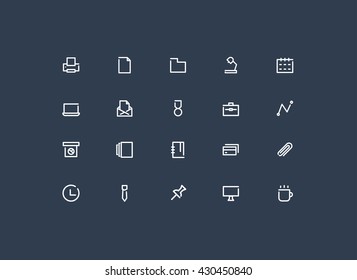 Office Minimal Icon Set Vector.