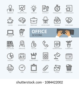 Office - minimal thin line web icon set. Outline icons collection. Simple vector illustration.