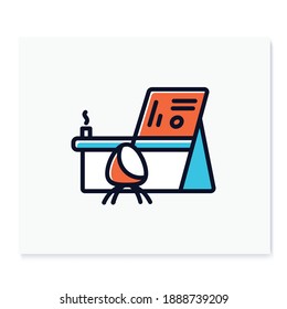 Office modular furniture color icon. Designer workstation. Smart emerging technologies. Contemporary workplace. Futuristic office innovations concept. Isolated vector illustration