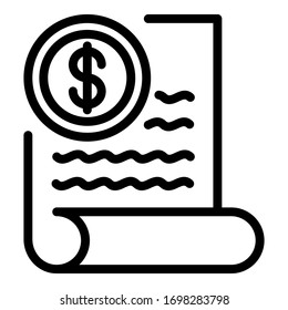 Office money report icon. Outline office money report vector icon for web design isolated on white background