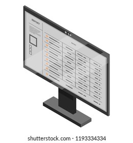 Office monitor icon. Isometric of office monitor vector icon for web design isolated on white background