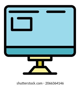 Office monitor icon. Outline office monitor vector icon color flat isolated