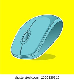 Office Mouse Simple Vector with Blue Color with Light Green Background