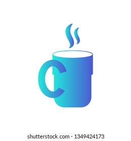 Office mug with coffee and steam - vector