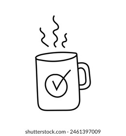Office mug doodle. Vector illustration, isolated on white background