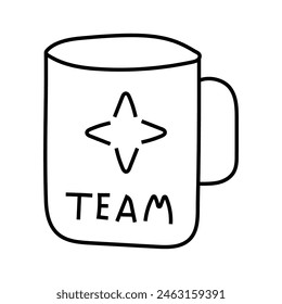 Office mug doodle. Vector isolated on white background