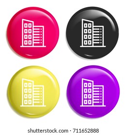 Office multi color glossy badge icon set. Realistic shiny badge icon or logo mockup