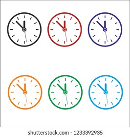 Office multicolored wall clock on white background, vector illustration for your project
