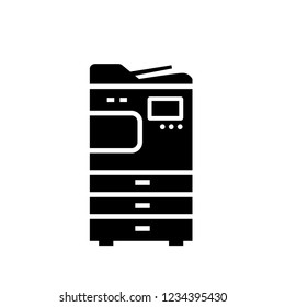 Office multifunction copier machine silhouette icon. Clipart image isolated on white background