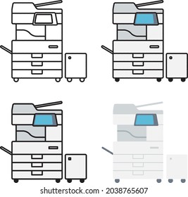 office multi-function copier set of strokes and fill