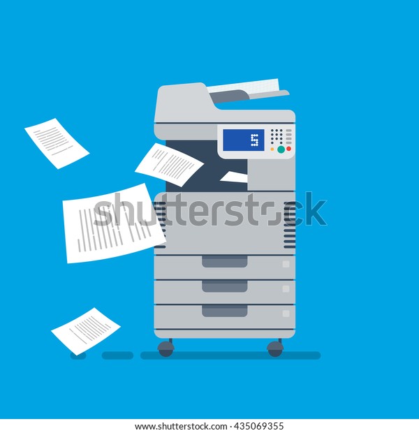 Office Multi-function Printer  scanner. 
Isolated Flat Vector
Illustration
