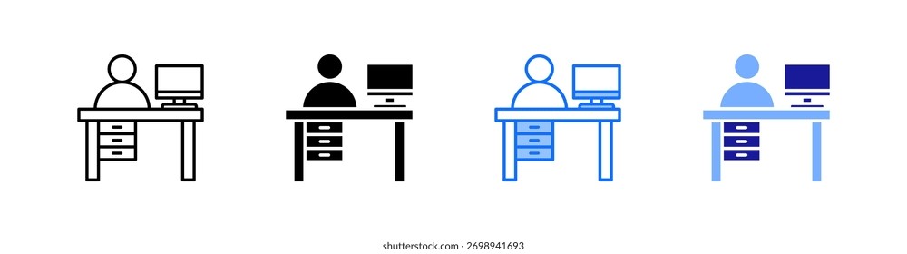 Vector de conjunto de iconos de estilo múltiple de oficina