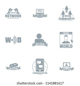 Office network logo set. Simple set of 9 office network vector logo for web isolated on white background