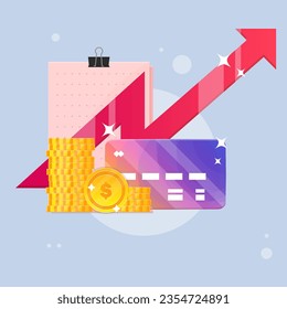 Office Note  Arrow Currency Cash Money Stack Of a Coins  Icon Isolated For Business Banking And E-Commerce Credit Card  Investment Arrow Vector Design