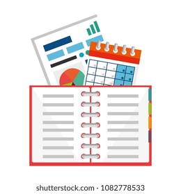 office notebook with calendar and documents
