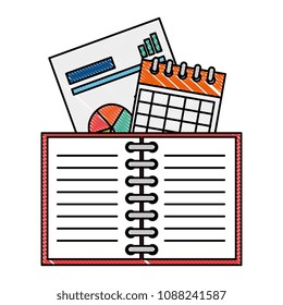 office notebook with calendar and documents