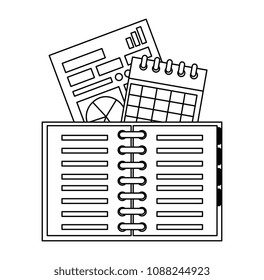 office notebook with calendar and documents