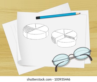 Office notes on paper with glasses
